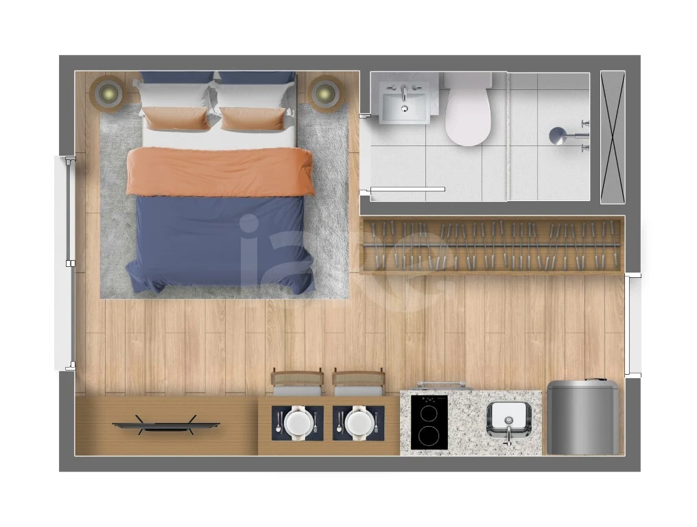 Planta — Studio 16,56 m²