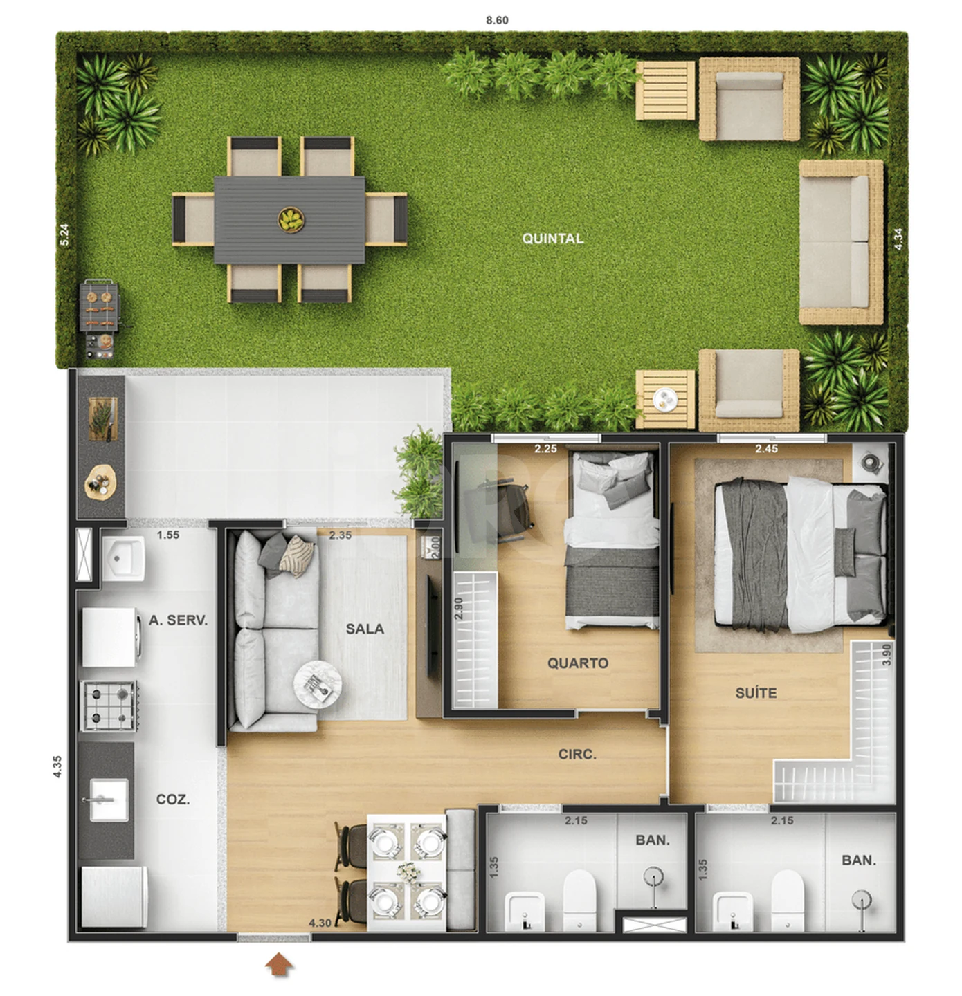Planta — Garden 82,69 m²