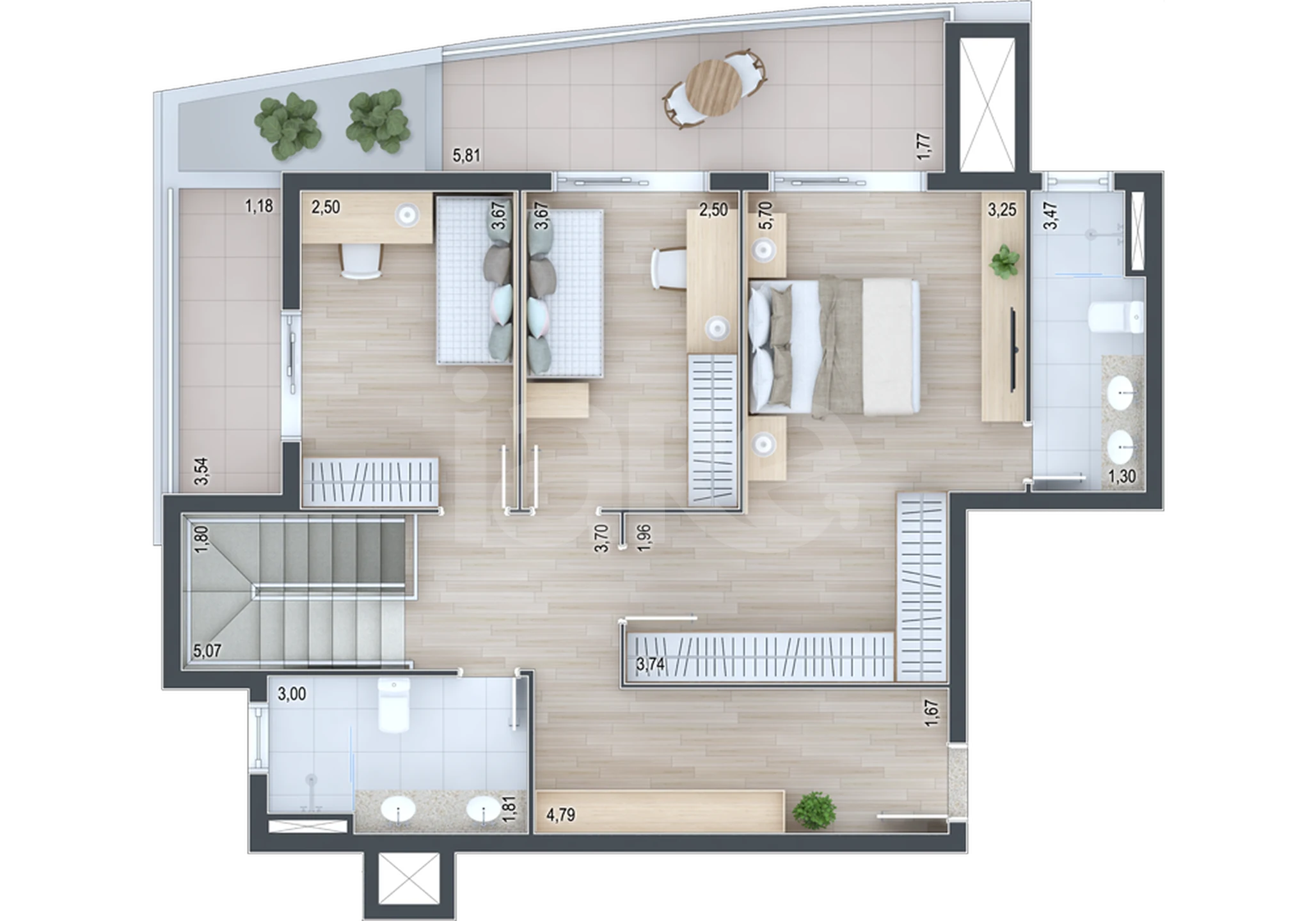 Planta — Cobertura Duplex 198,08 m²