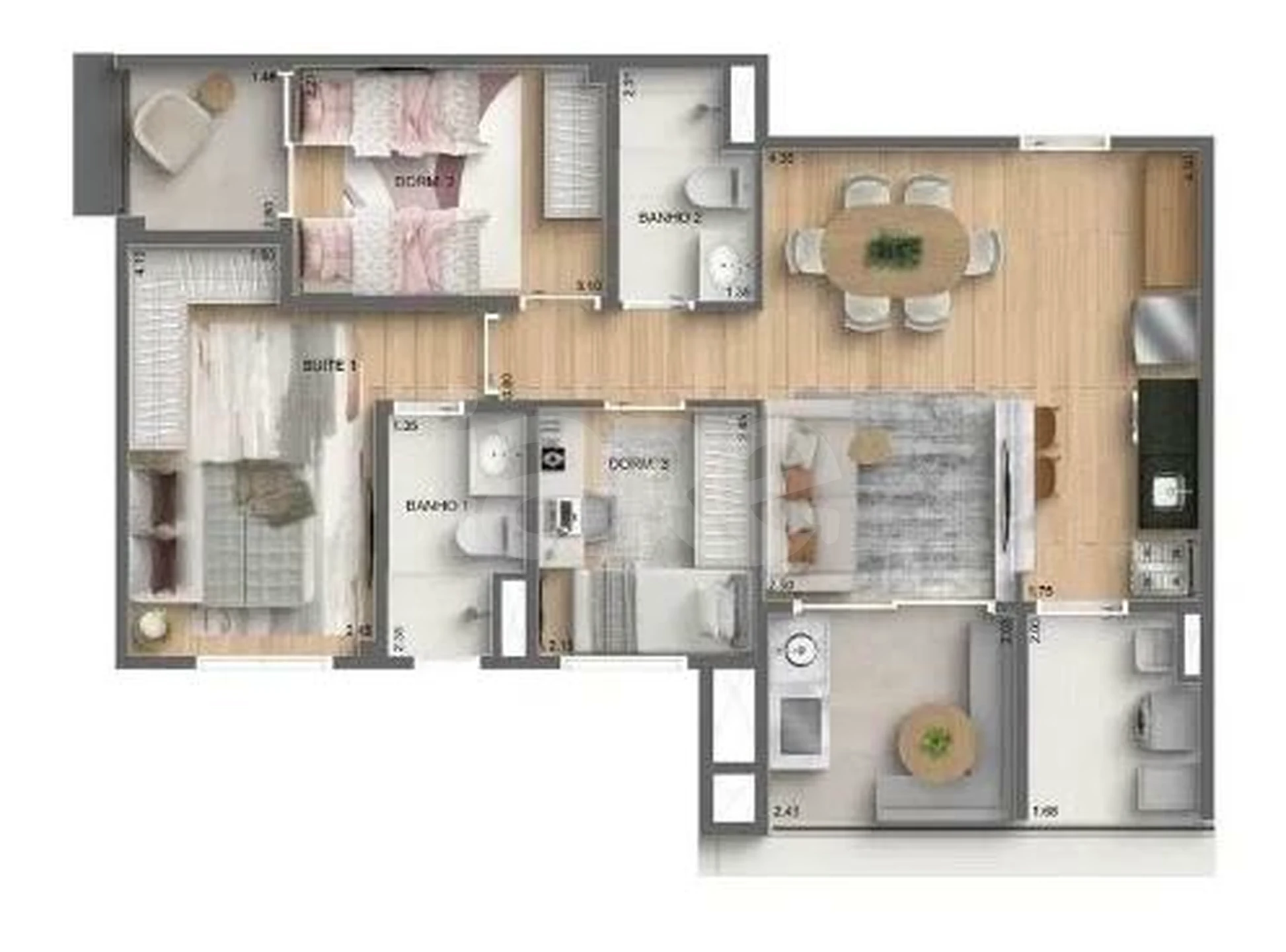 Planta — Apartamento 70,91 m²