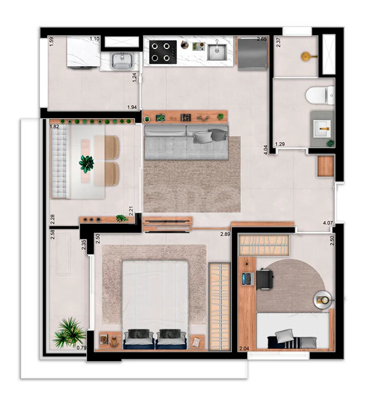 Planta — Apartamento 44 m²