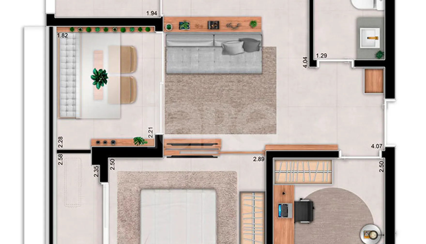 Planta — Apartamento 44 m²