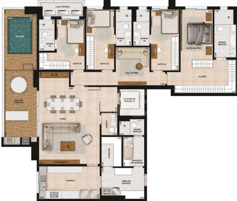 Planta — Apartamento 235,67 m²