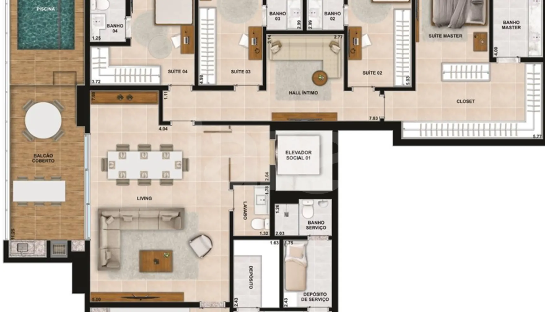 Planta — Apartamento 235,67 m²