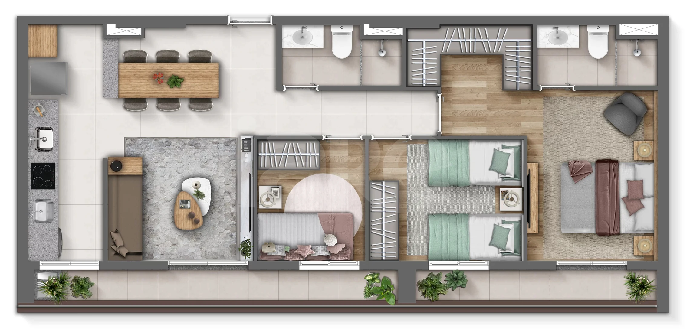 Planta — Apartamento 74,48 m²