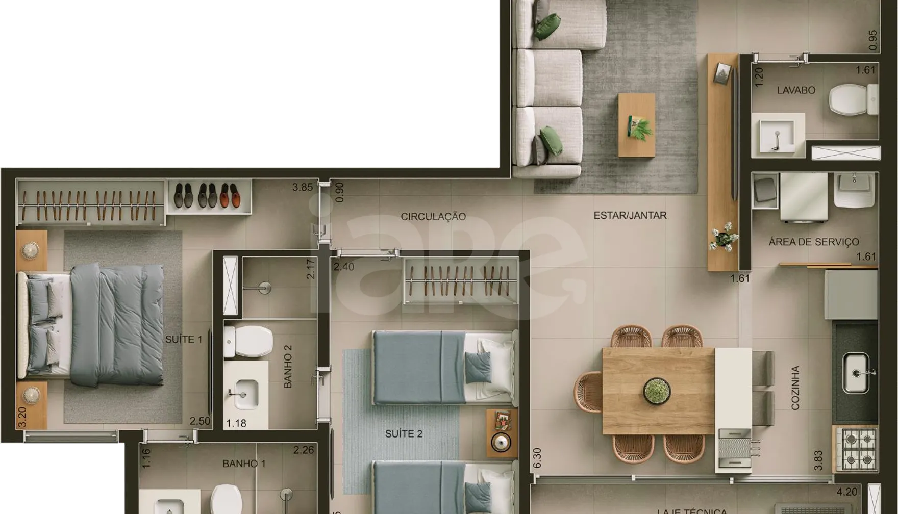 Planta — Apartamento 64,92 m²