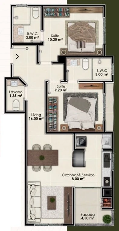 Planta — Apartamento 68,53 m²