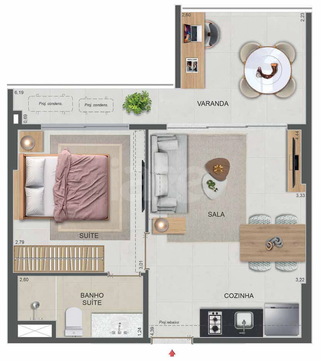 Planta — Apartamento 41,05 m²