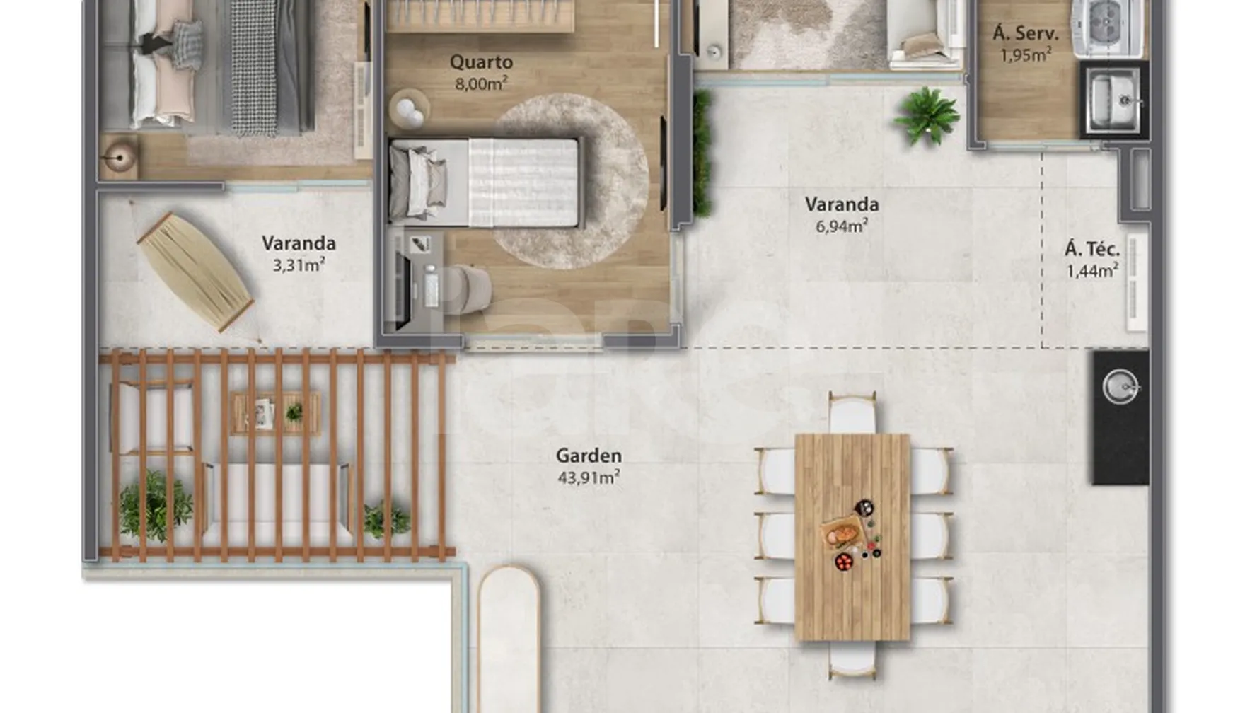 Planta — Garden 102 m²