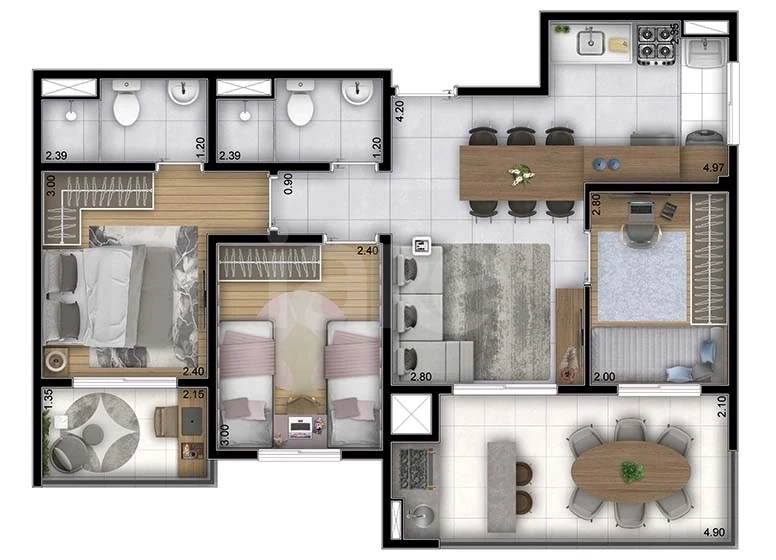 Planta — Apartamento 67,85 m²
