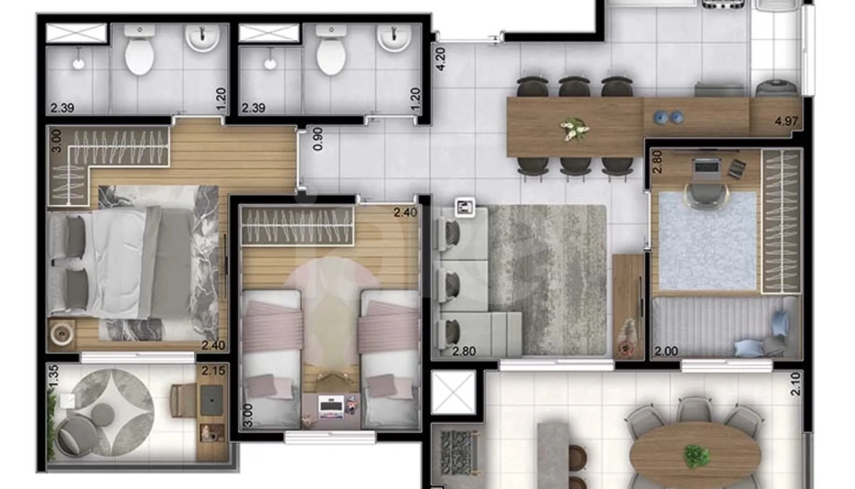 Planta — Apartamento 67,85 m²
