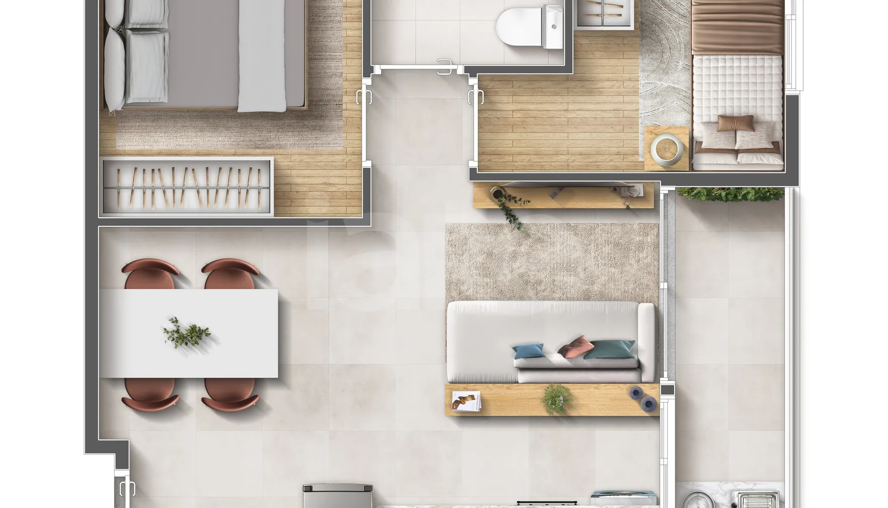 Planta — 2 dorms | 39m² | Final 1