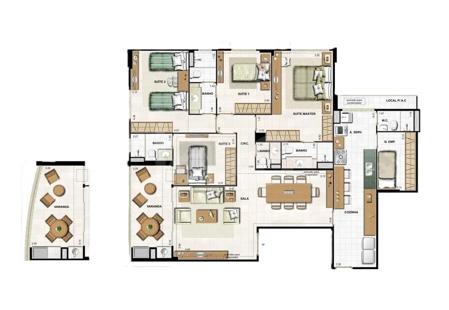 Planta — Apartamento 143,34 m²