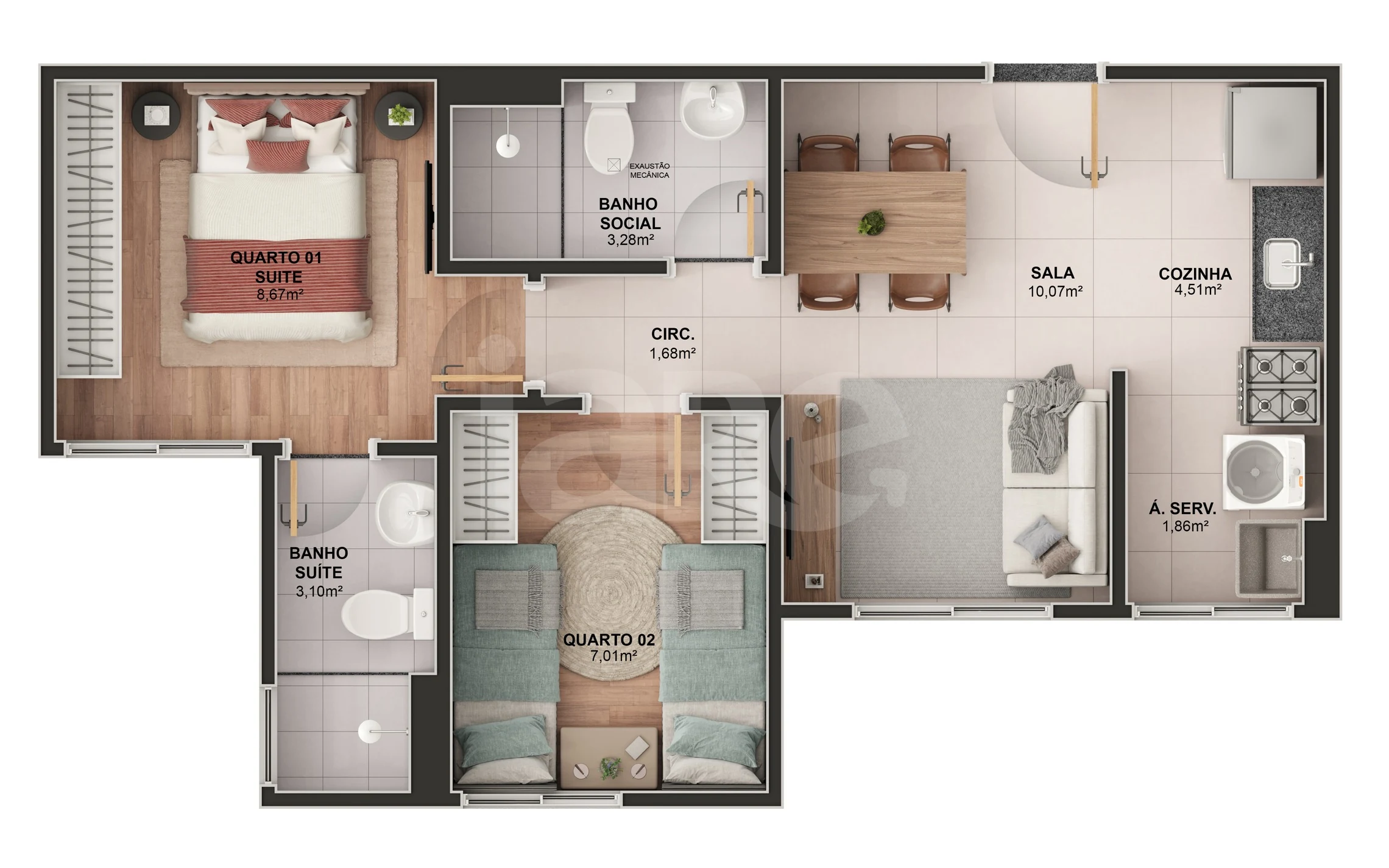 Planta — Apartamento 46,51 m²