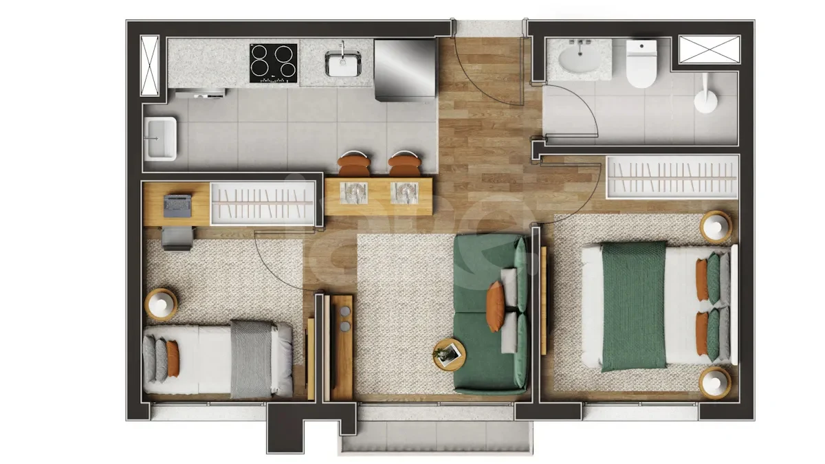 Planta — Apartamento 36,3 m²