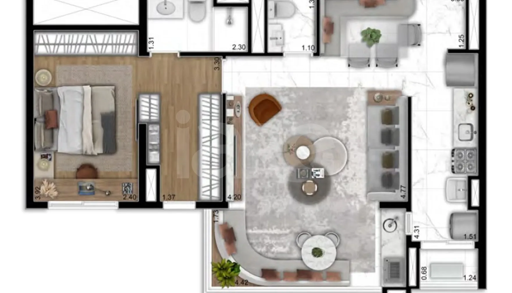 Planta — Apartamento 65,37 m²
