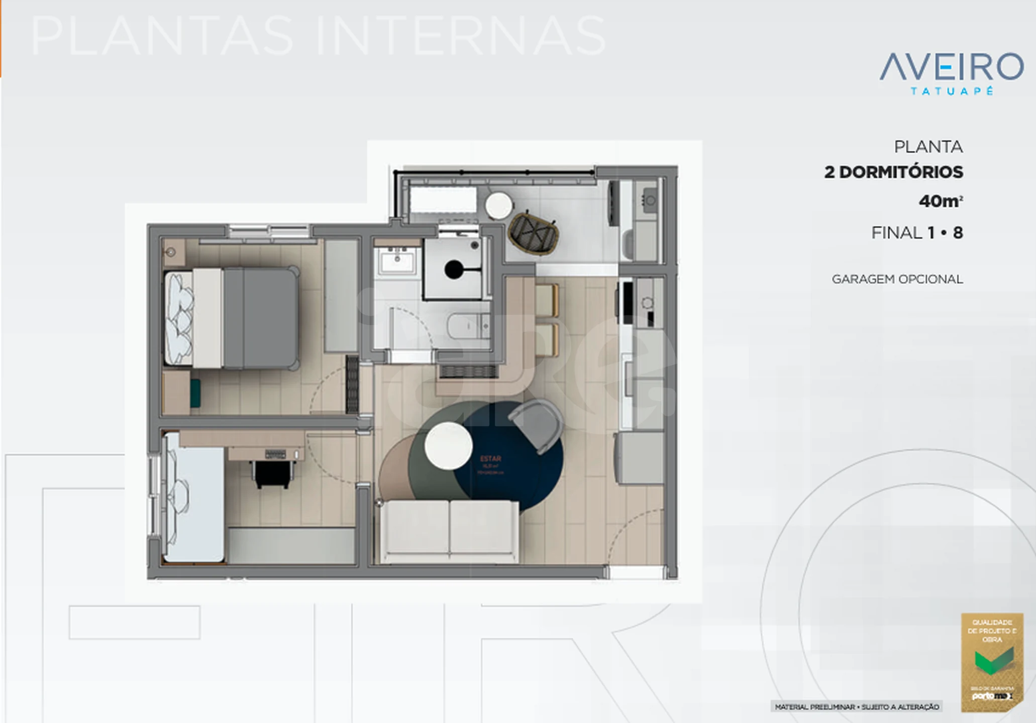 Planta — Apartamento 40,13 m²