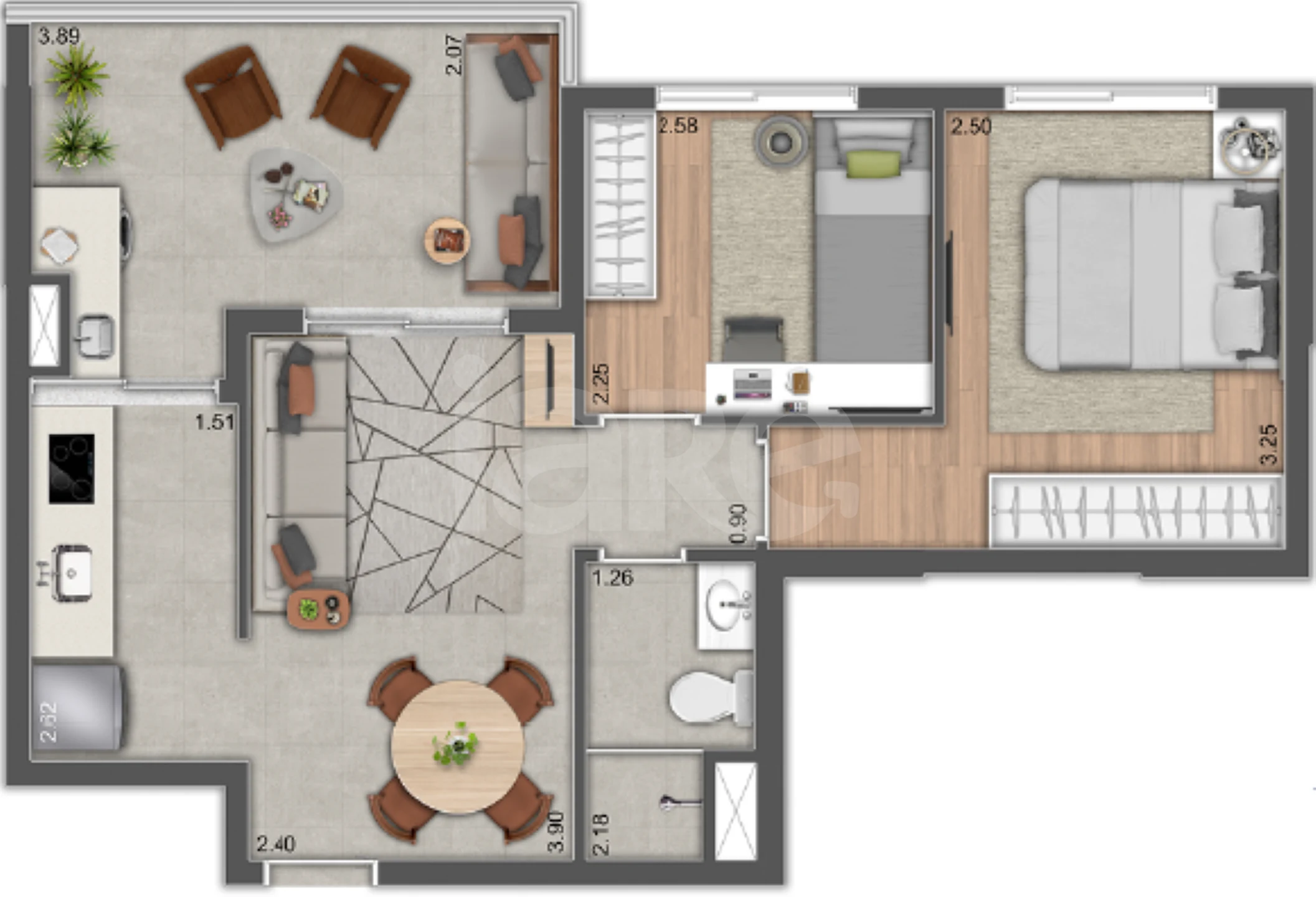 Planta — Apartamento 48,42 m²
