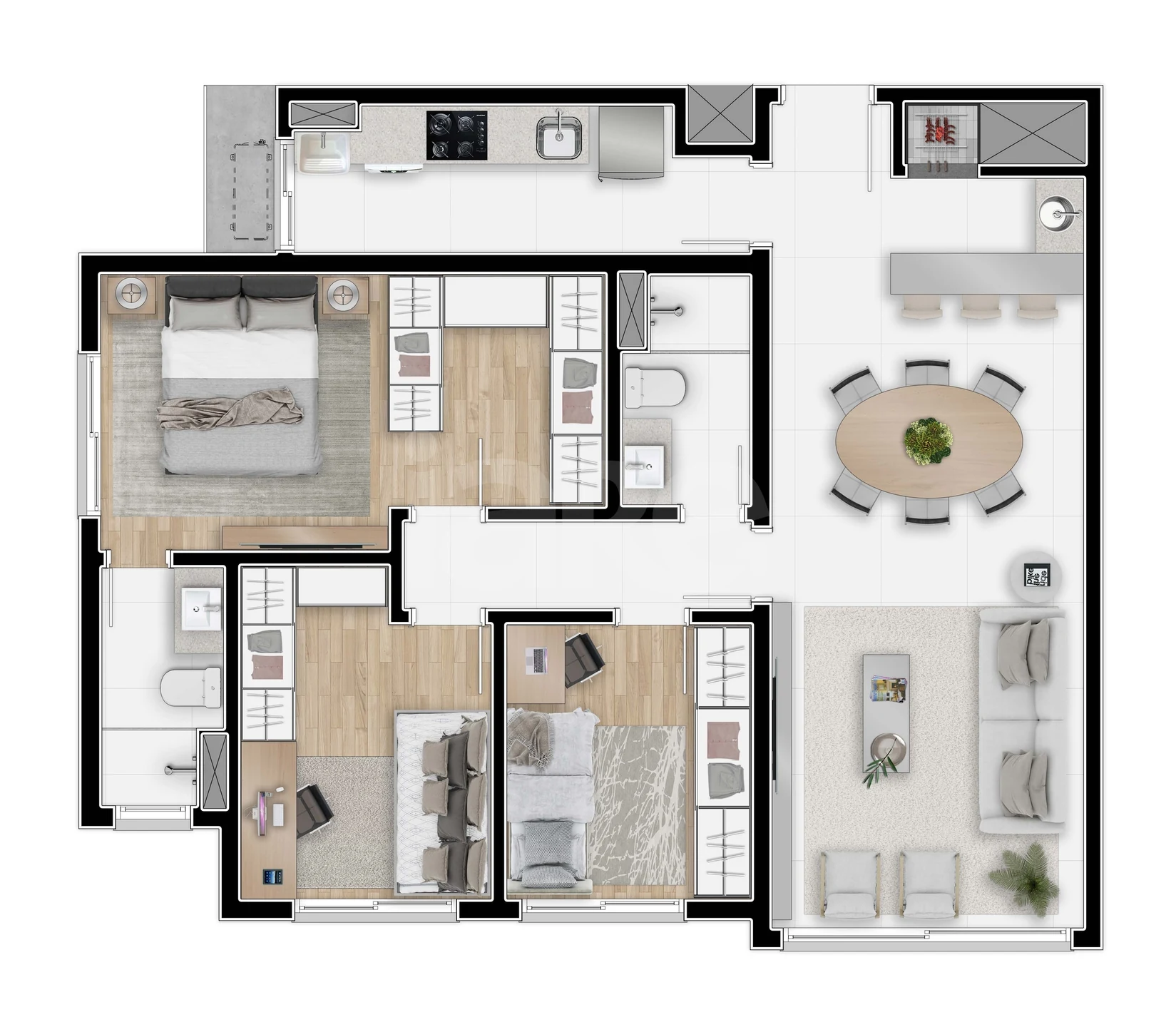 Planta — Apartamento 85,91 m²