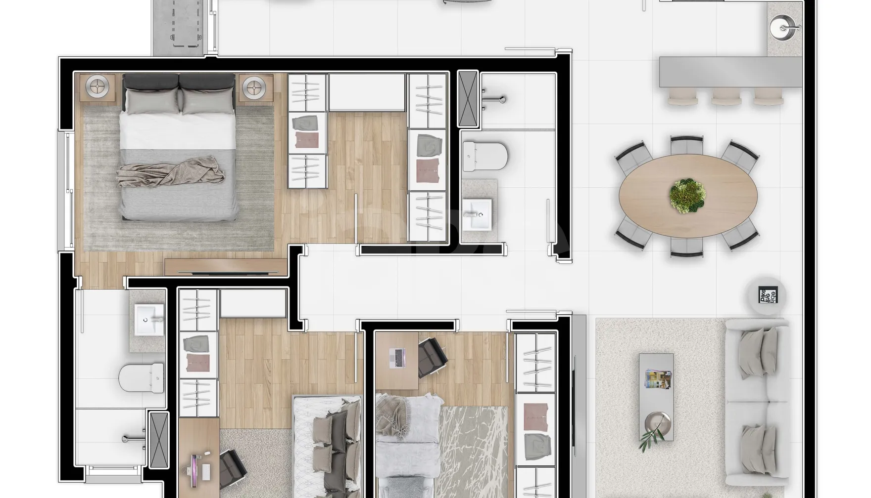 Planta — Apartamento 85,91 m²