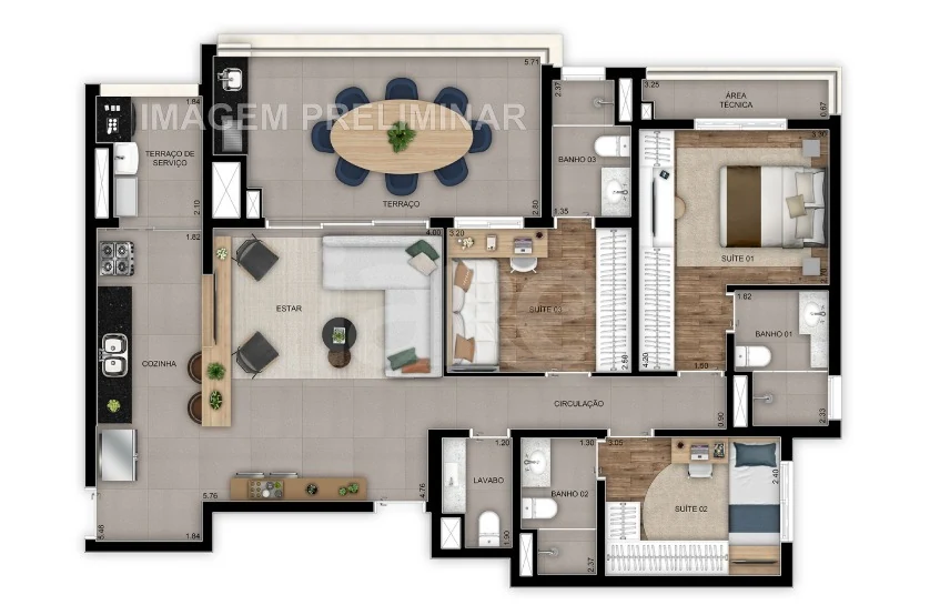 Planta — Apartamento 110,56 m²