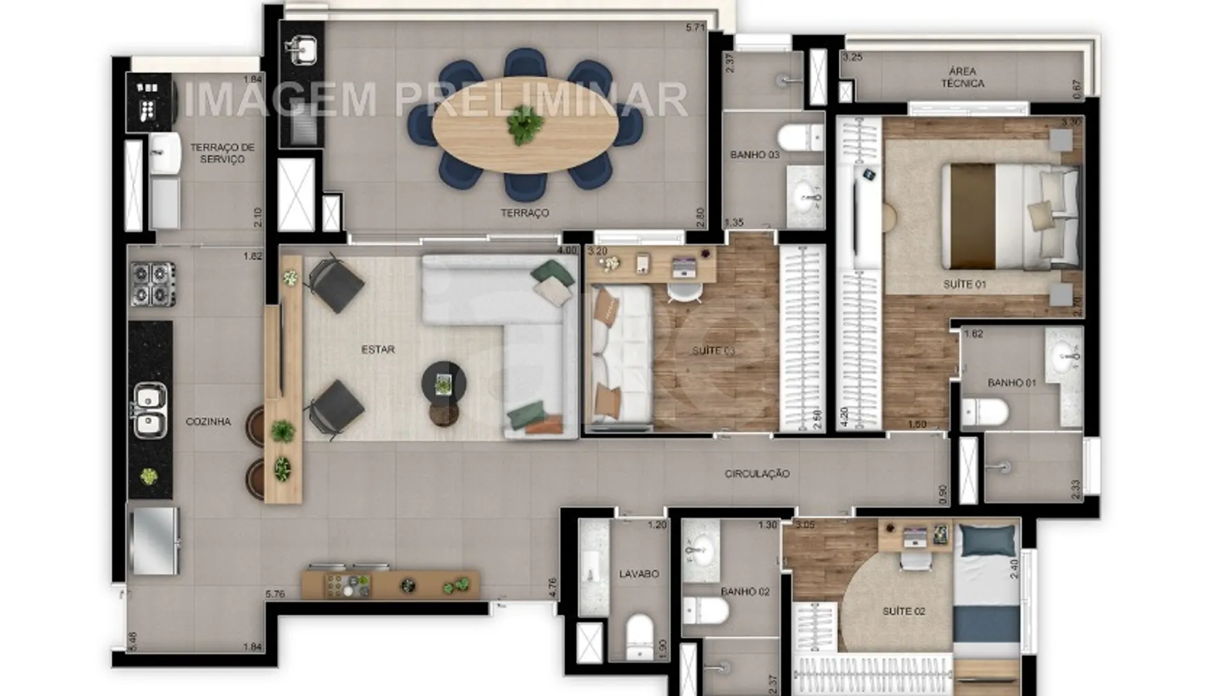 Planta — Apartamento 110,56 m²