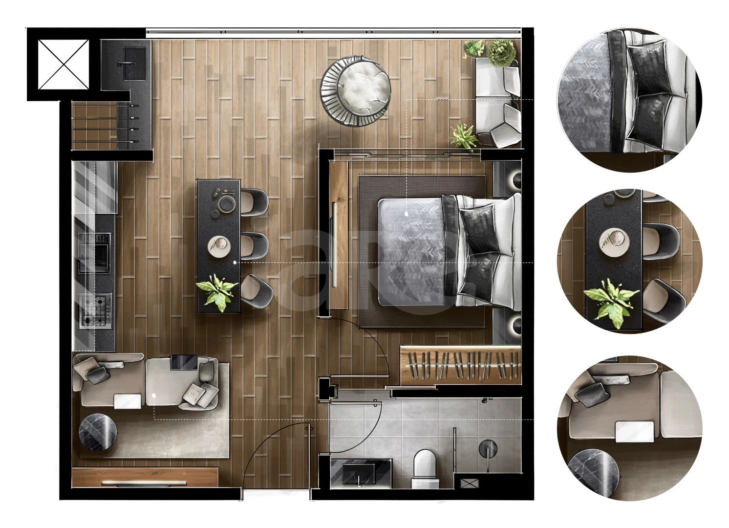 Planta — Studio 40 m²