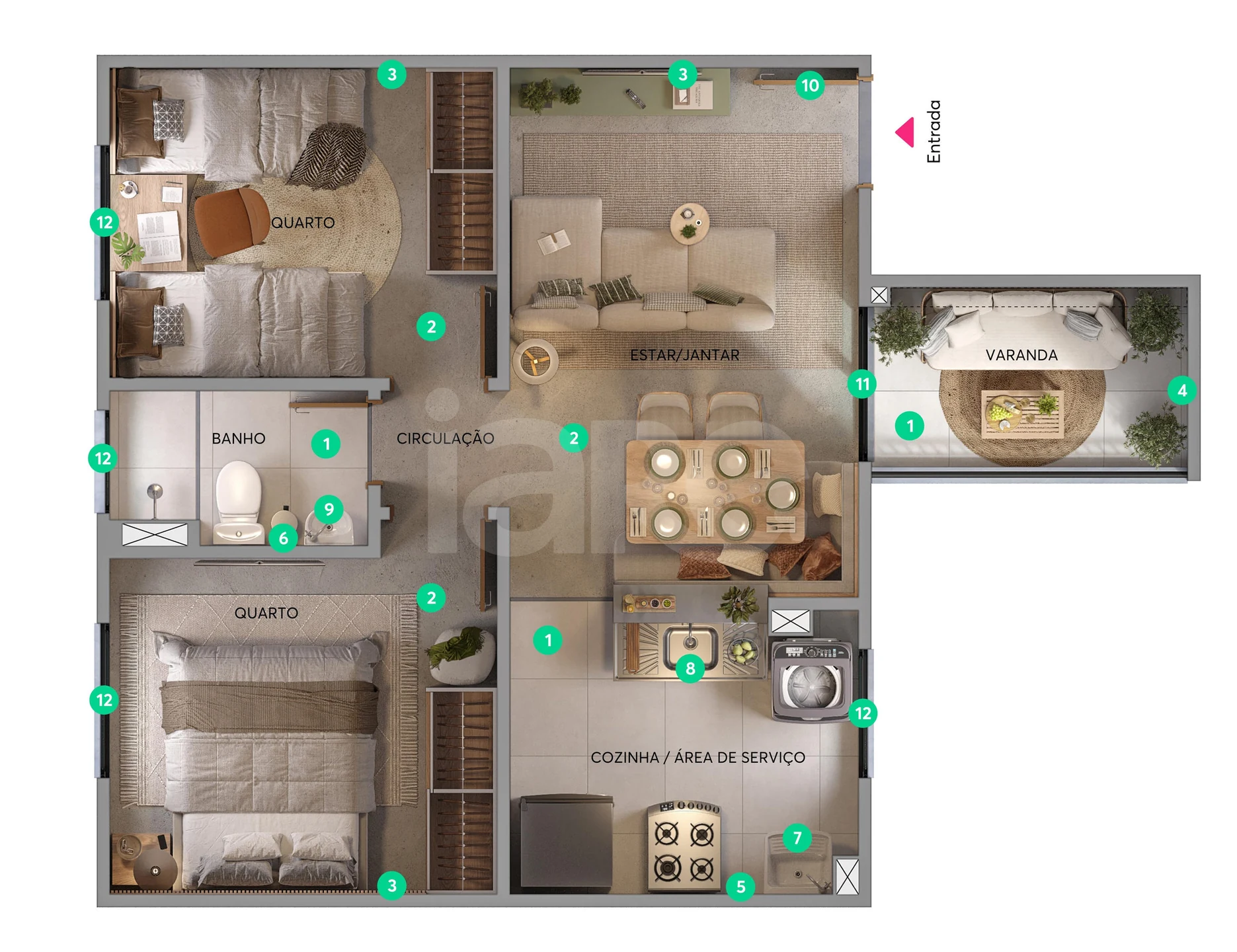 Planta — Apartamento 43,05 m²