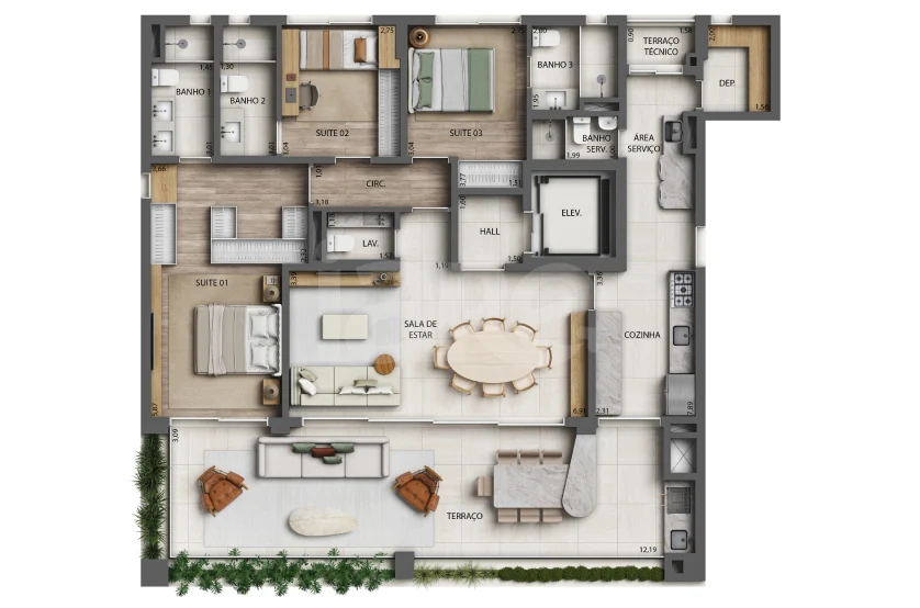 Planta — Apartamento 177,05 m²