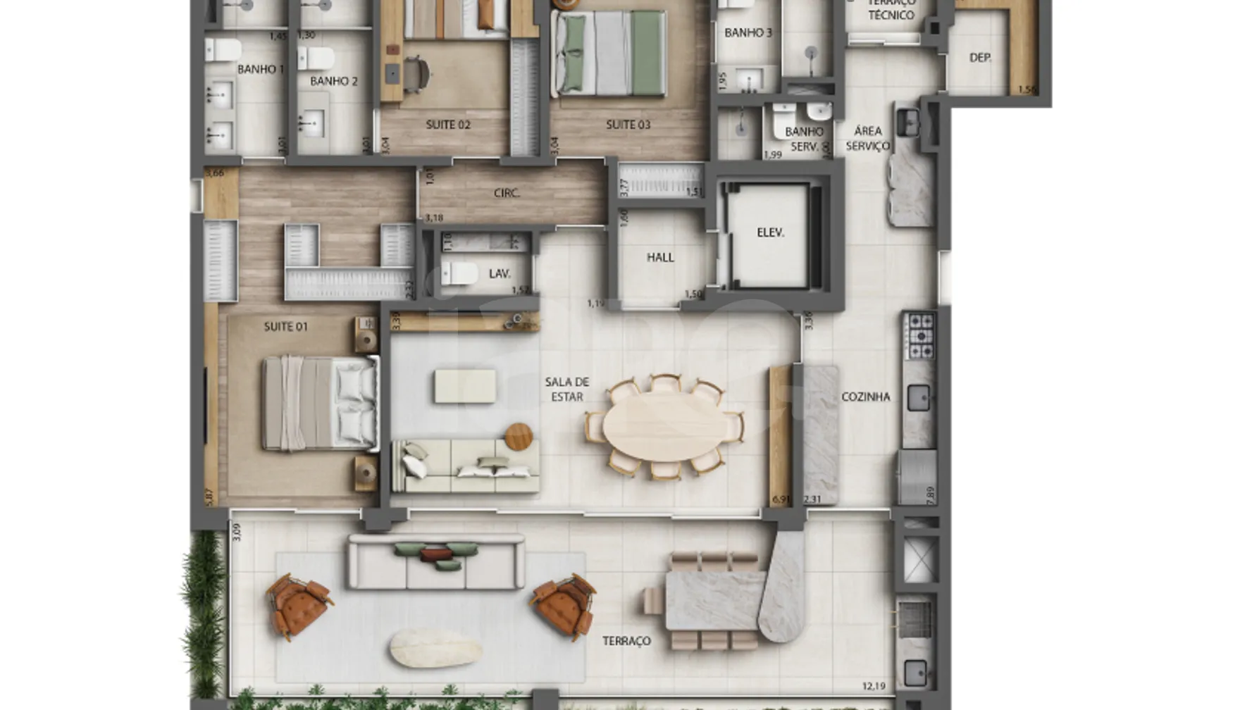 Planta — Apartamento 177,05 m²