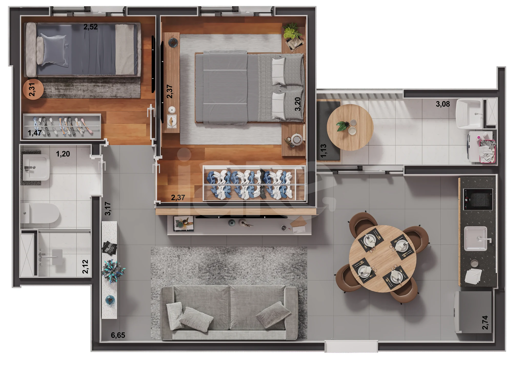 Planta — Apartamento 40,58 m²