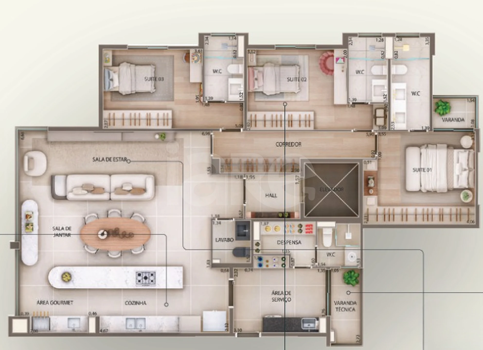 Planta — Apartamento 153,3 m²