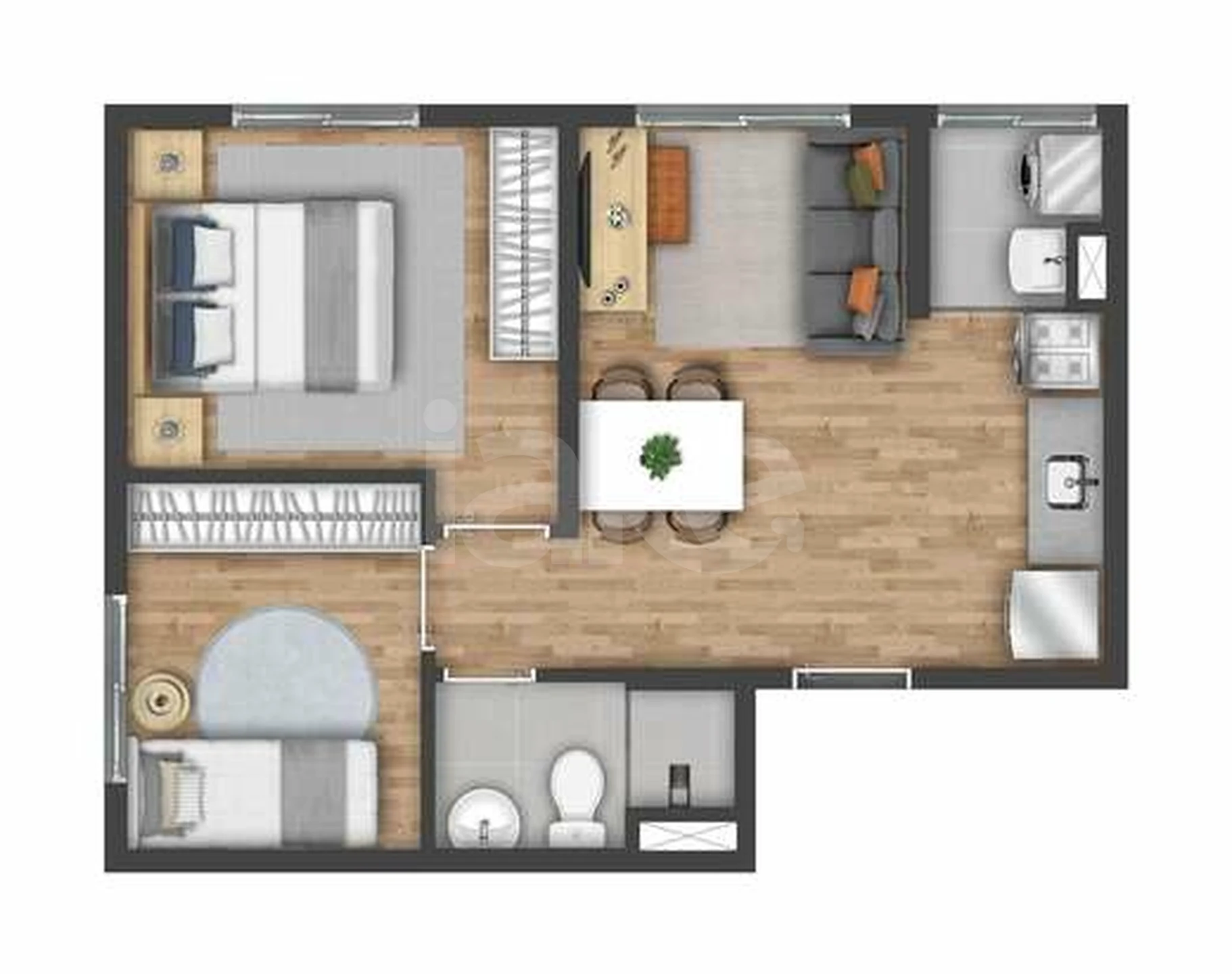 Planta — Apartamento 37,07 m²