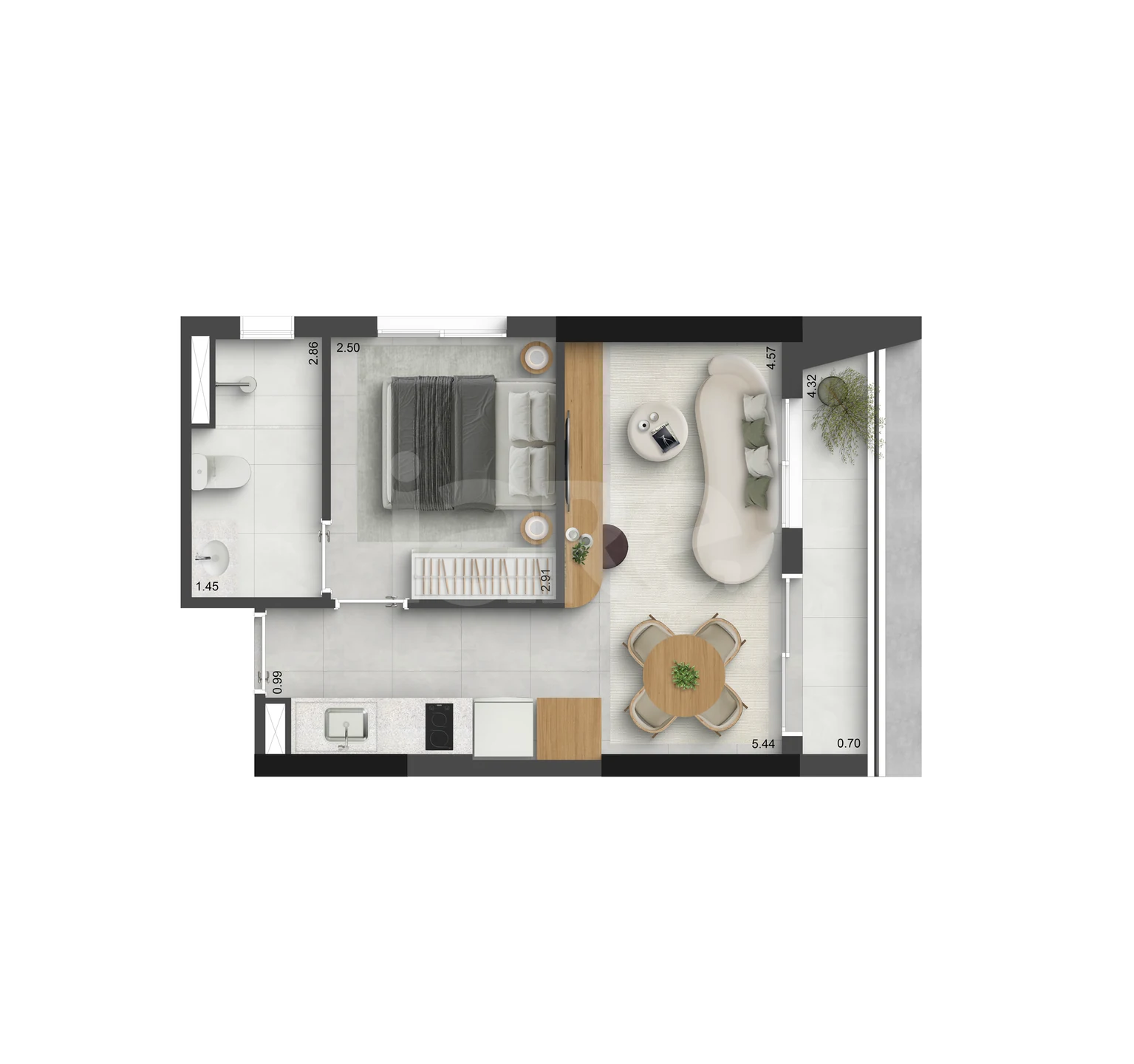 Planta — Apartamento 33,82 m²