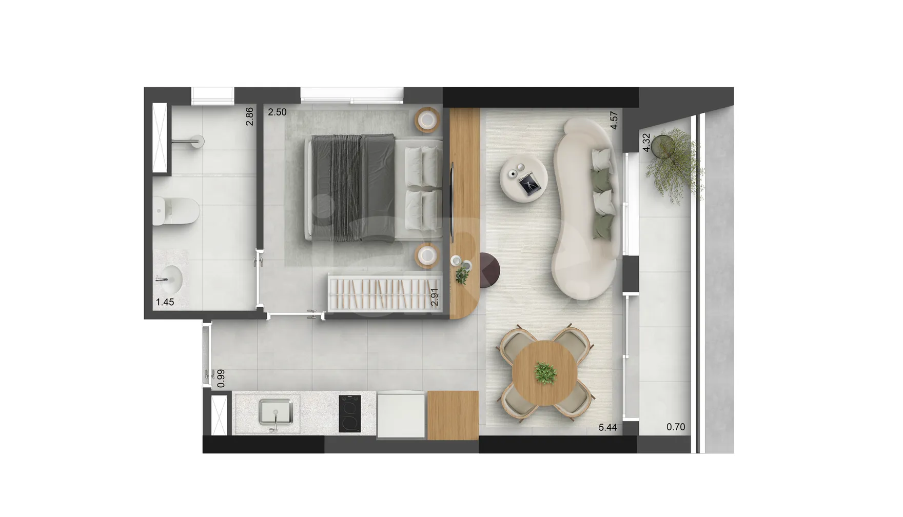 Planta — Apartamento 33,82 m²