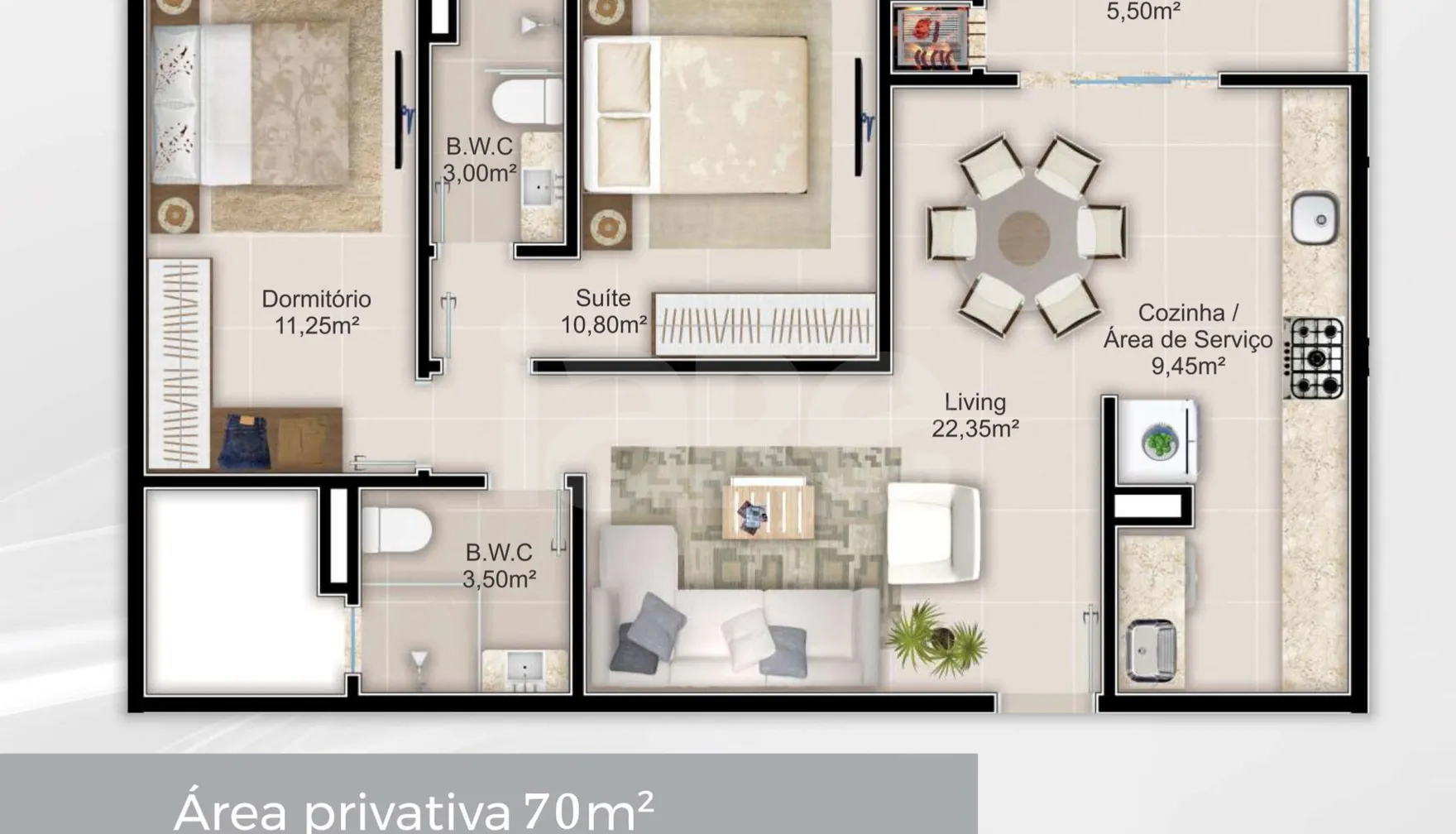 Planta — Apartamento 70 m²