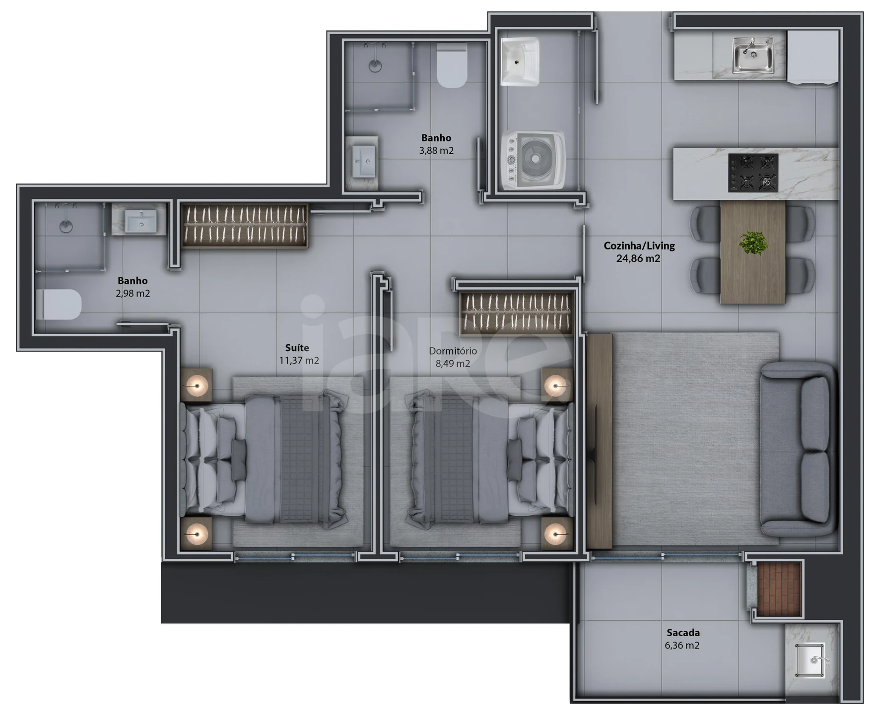 Planta — Apartamento 68,65 m²