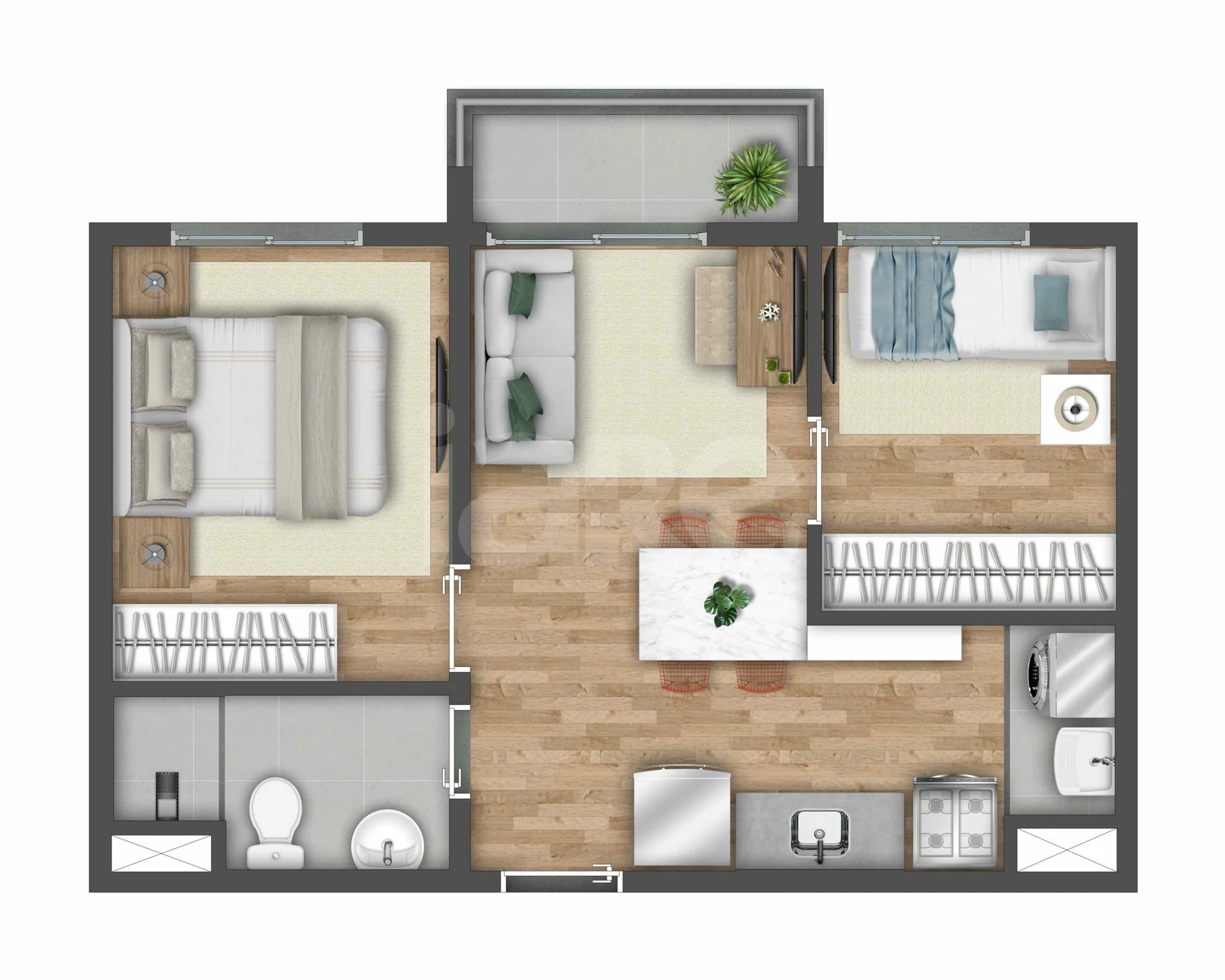 Planta — Apartamento 37,04 m²