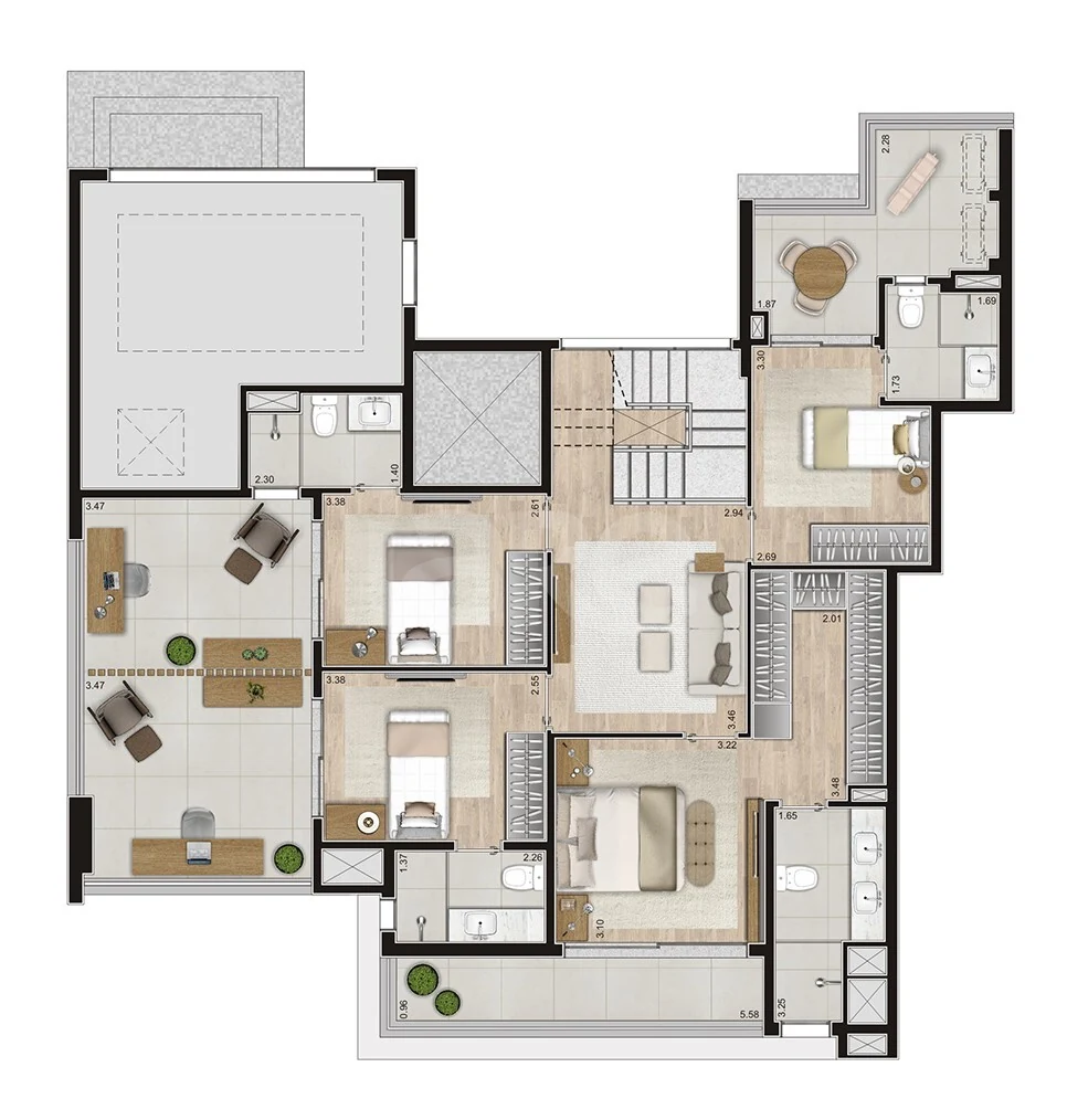 Planta — Cobertura Duplex 290,38 m²