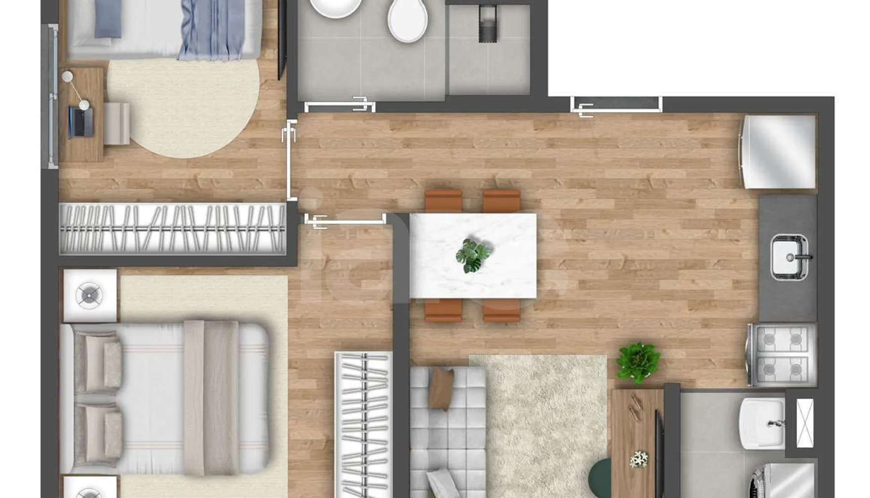 Planta — Apartamento 37,01 m²