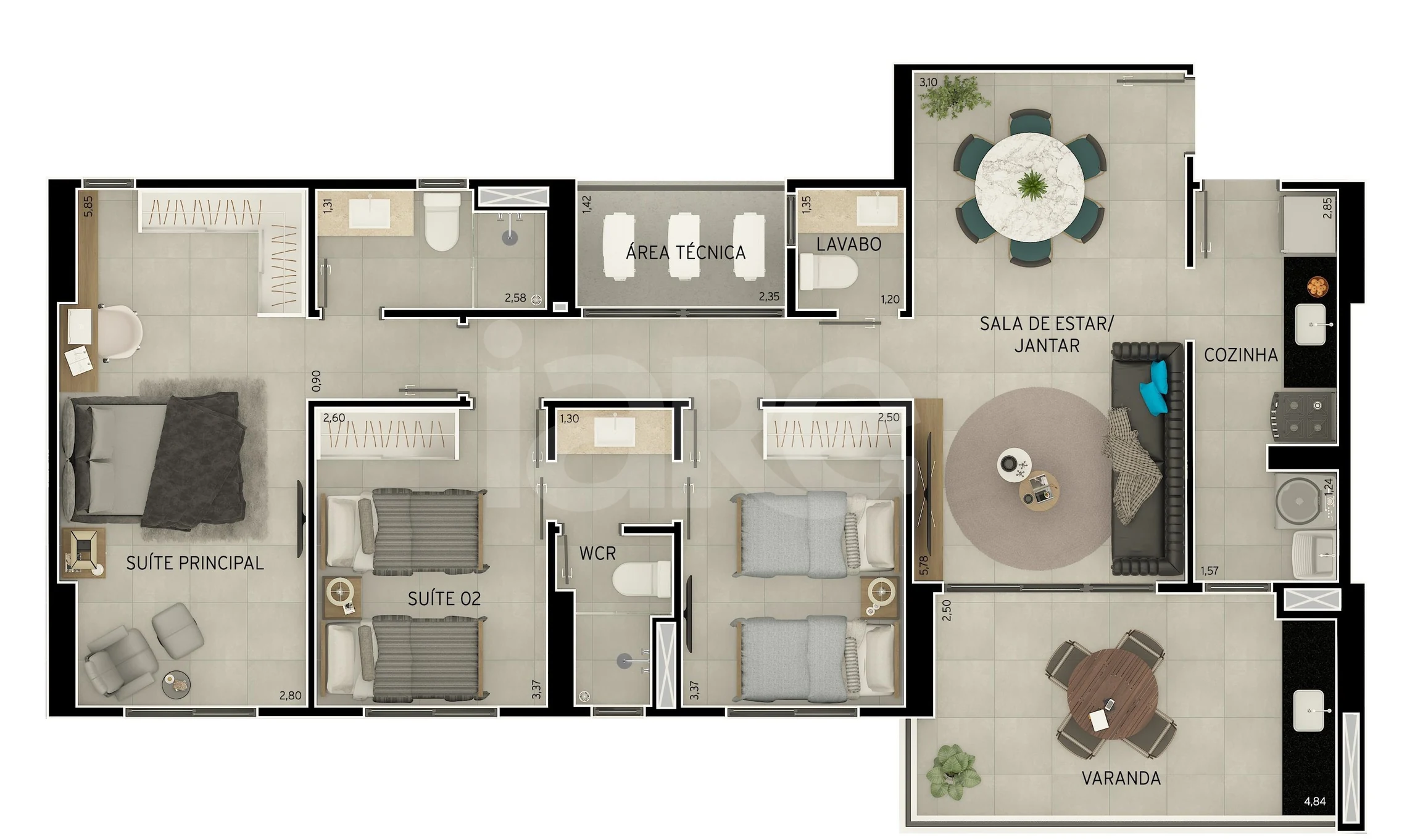 Planta — Apartamento 98 m²