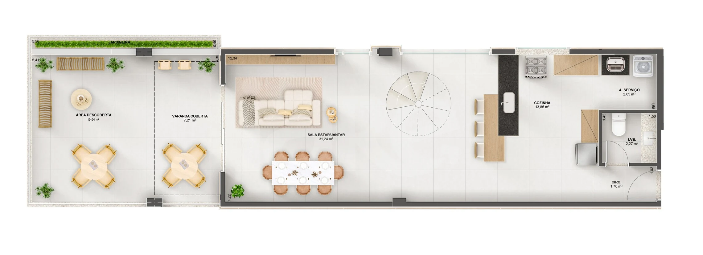 Planta — Cobertura Duplex 128,17 m²