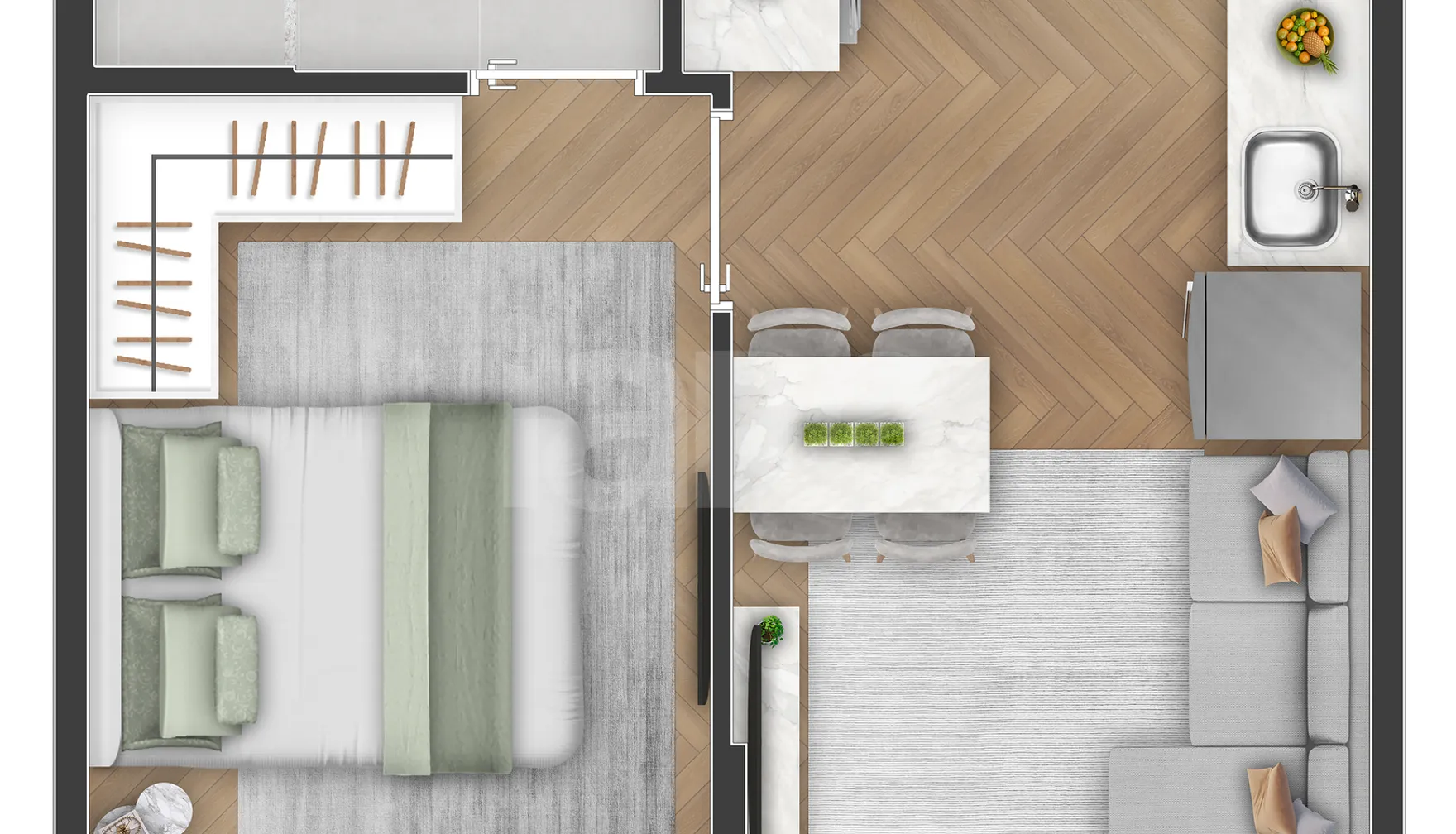 Planta — Apartamento 27,07 m²