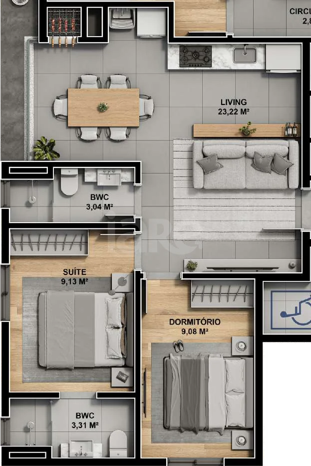 Planta — Apartamento 56,48 m²