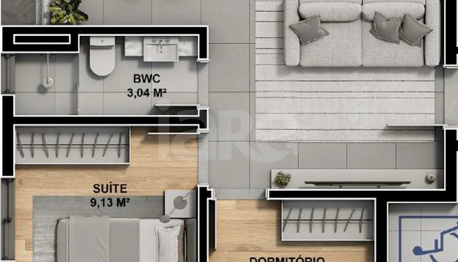 Planta — Apartamento 56,48 m²
