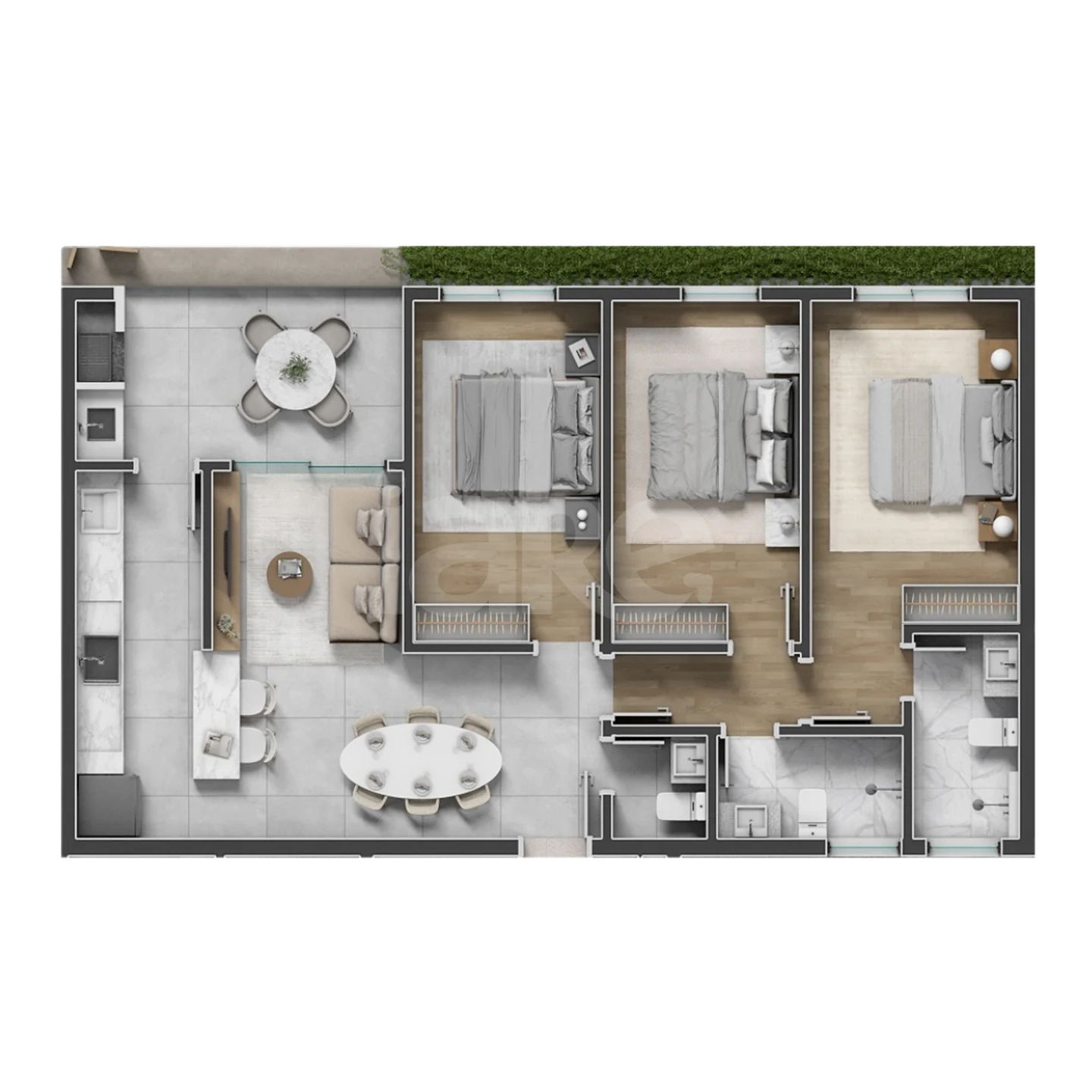 Planta — Apartamento 96,04 m²