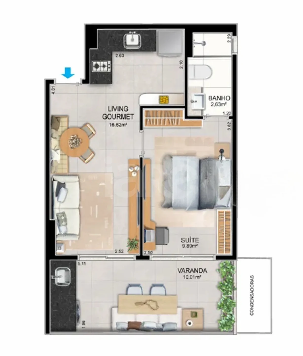 Planta — Apartamento 43,72 m²