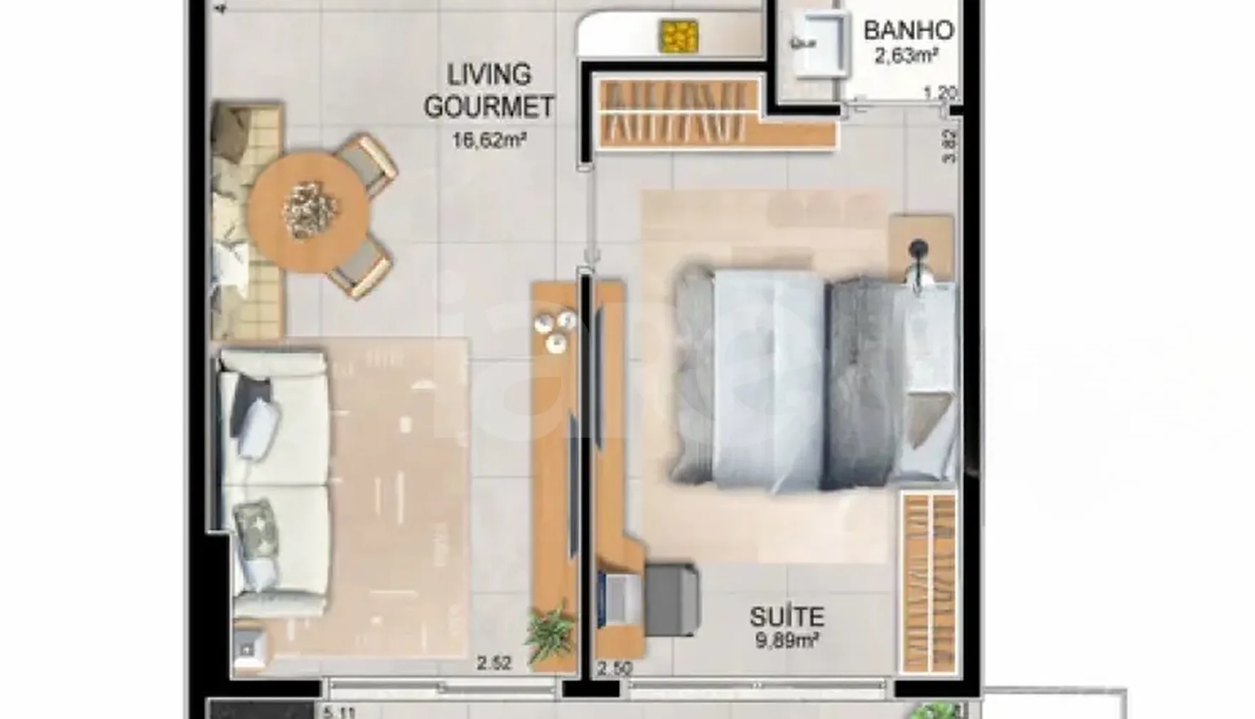 Planta — Apartamento 43,72 m²