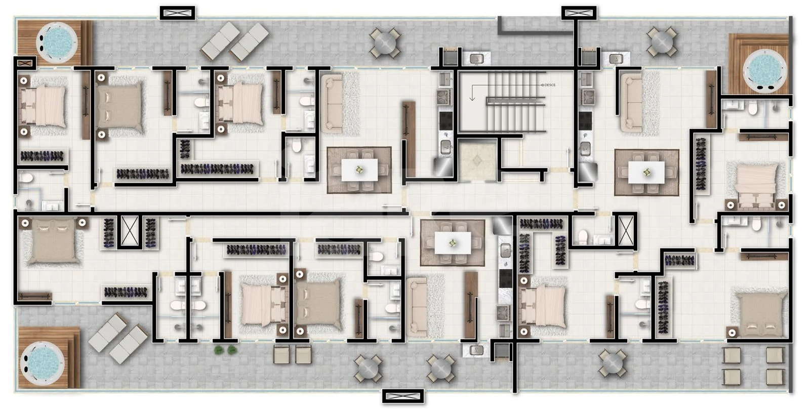 Planta — Pavimento cobertura horizontal