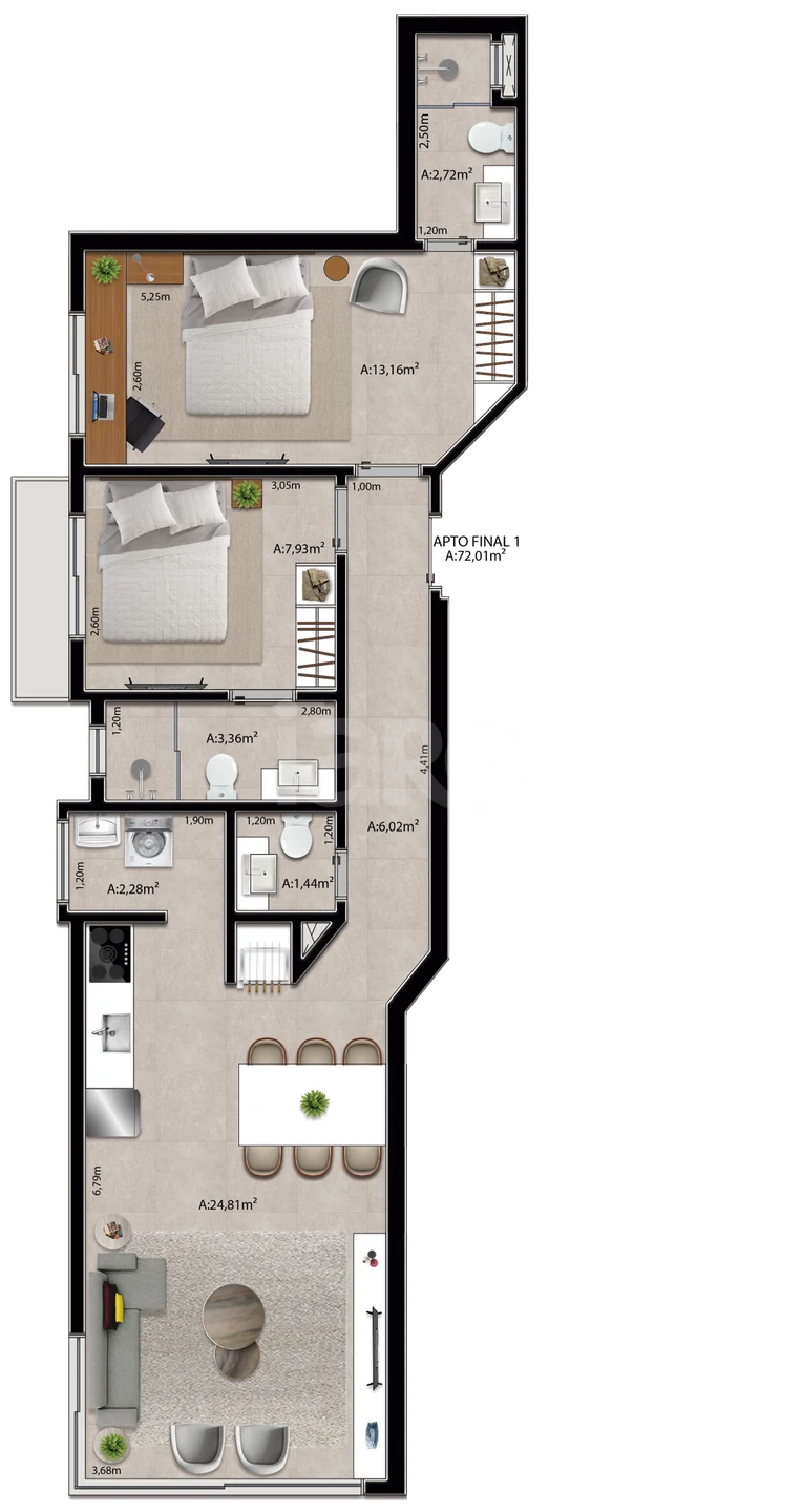 Planta — Garden 76,94 m²